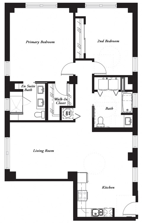 Floor plan for 2 beds, 2 baths, 1425 sqft